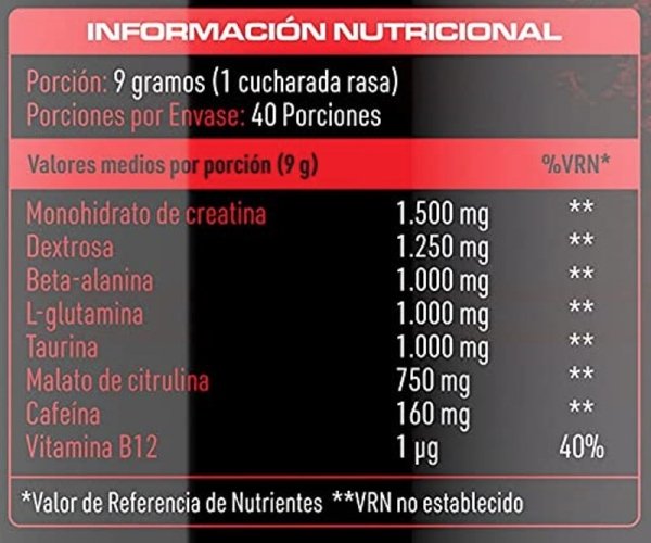 Tabla Nutricional de Demon de la marca Demon Labz