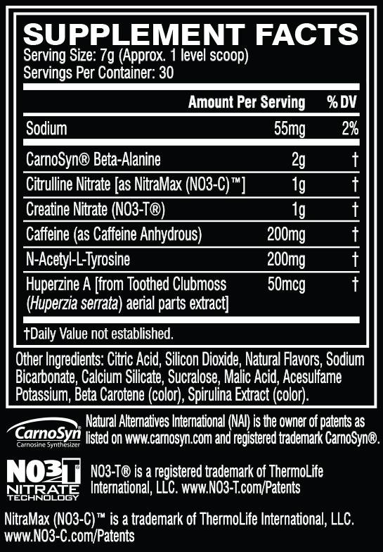 Tabla Nutricional de C4 Extreme de la marca Cellucor