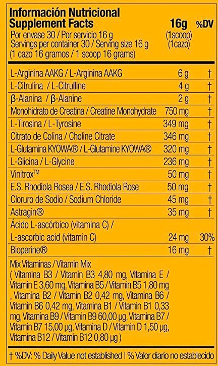 Tabla Nutricional de Moonstruck Zero de la marca Zoomad Labs