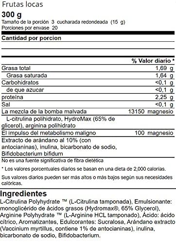 Tabla Nutricional de Narcotica de la marca GN Laboratories