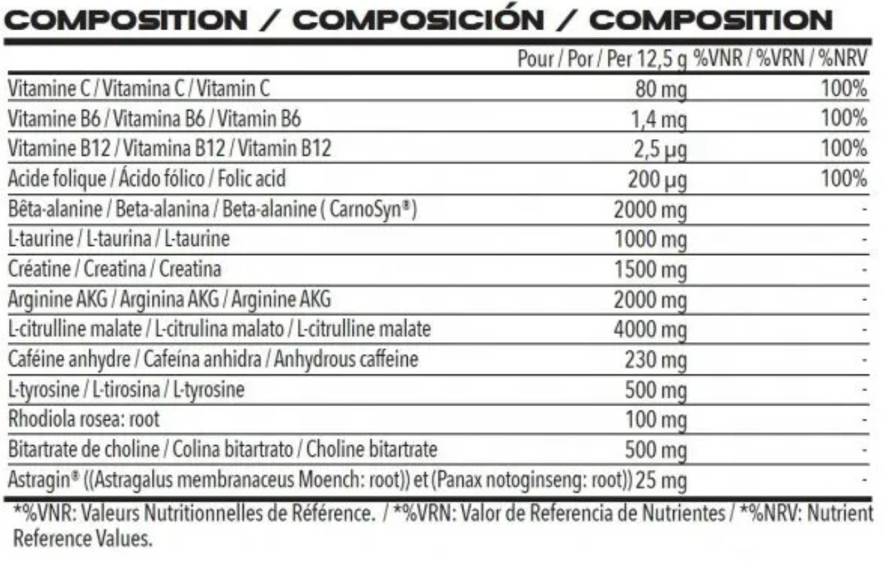 Tabla Nutricional de MAX-PUMP EXTREME de la marca Vaexdar